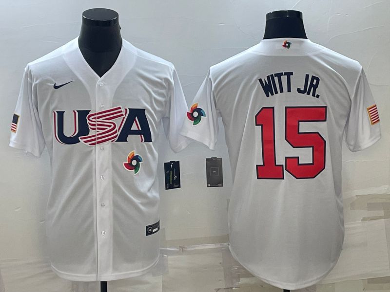 Men 2023 World Cub USA #15 Witt jr White Nike MLB Jersey10->more jerseys->MLB Jersey